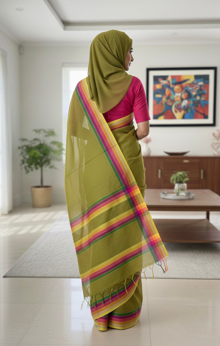 Olive Green Group Saree | Free Shipping on 12+ Orders
