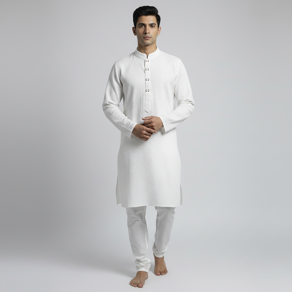 Exclusive white Punjabi/Kurta -Free Shipping