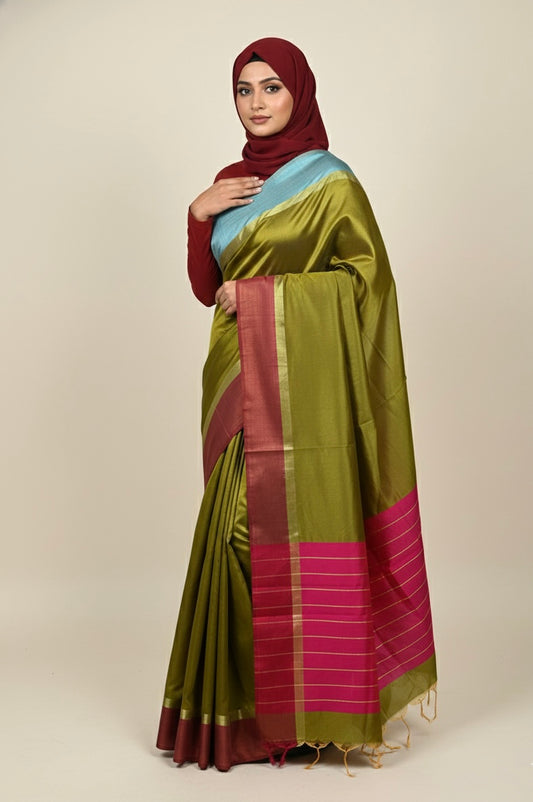 Olive & multi color Group Saree | Free Shipping on 12+ Orders