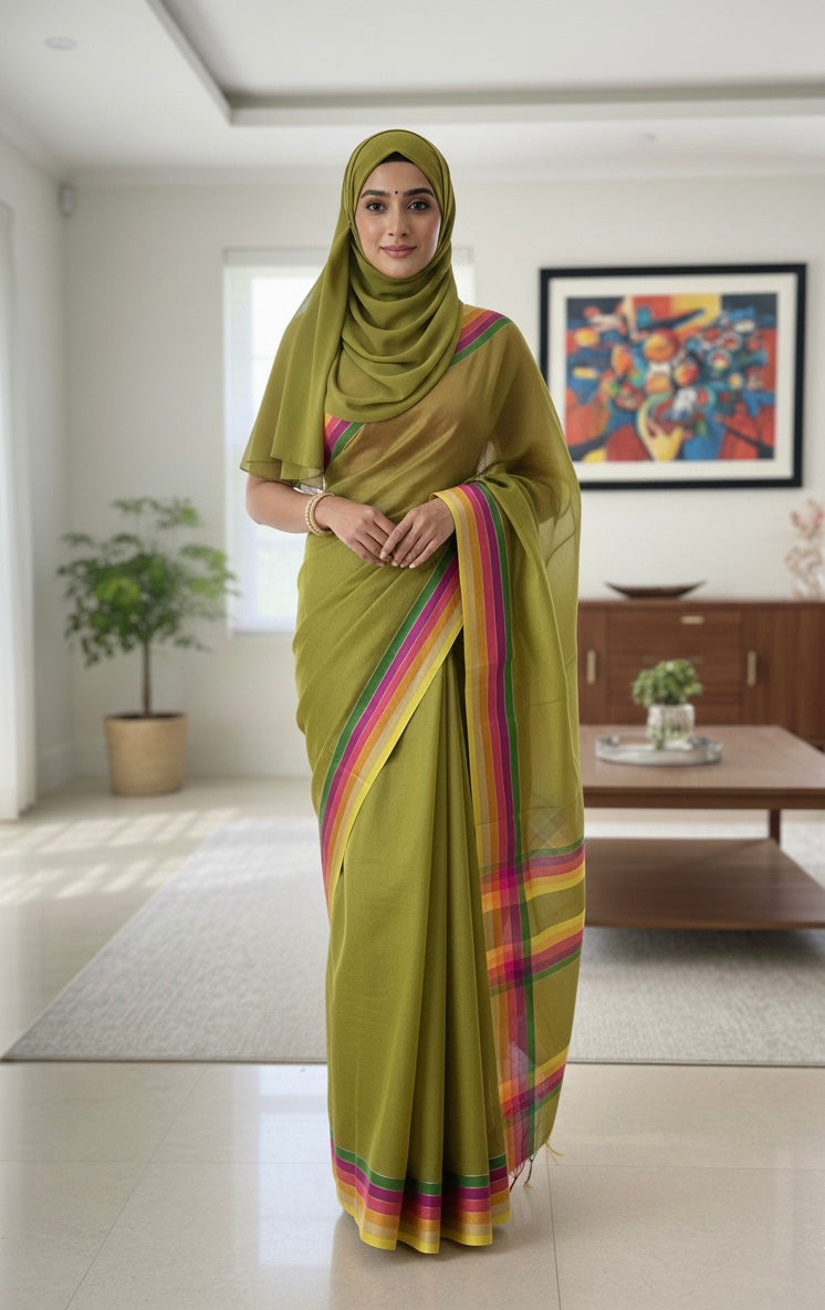 Olive Green Group Saree | Free Shipping on 12+ Orders