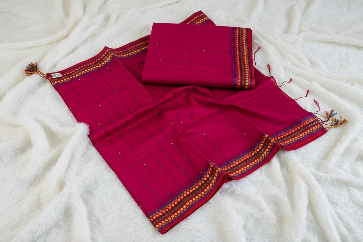 Deep Magenta Saree  | Free Shipping on 2+ Items